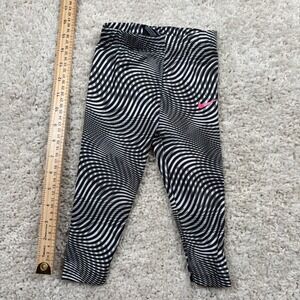 Nike Dri-FIT Toddler Girls‎ Leggings Black White Swirl Print Pink Swoosh 18M